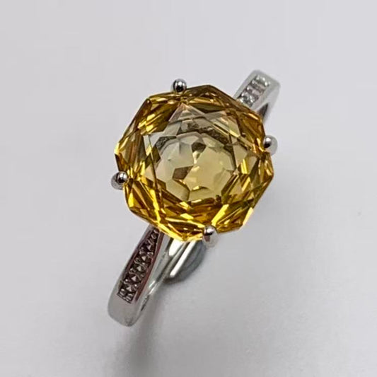 Rose Cut Crystal Ring | Silver Plated Statement Ring