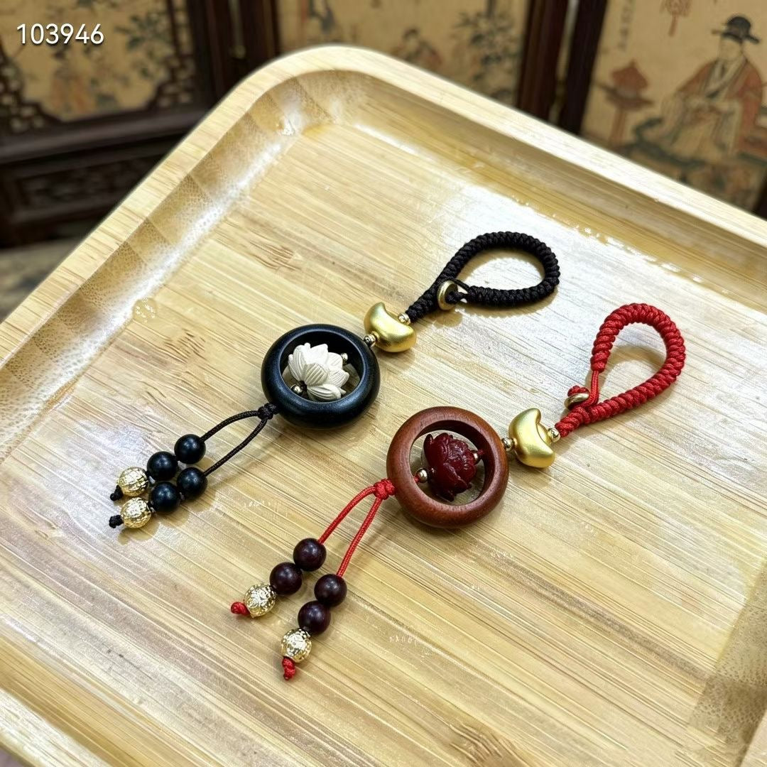 Lotus Wooden Keychain