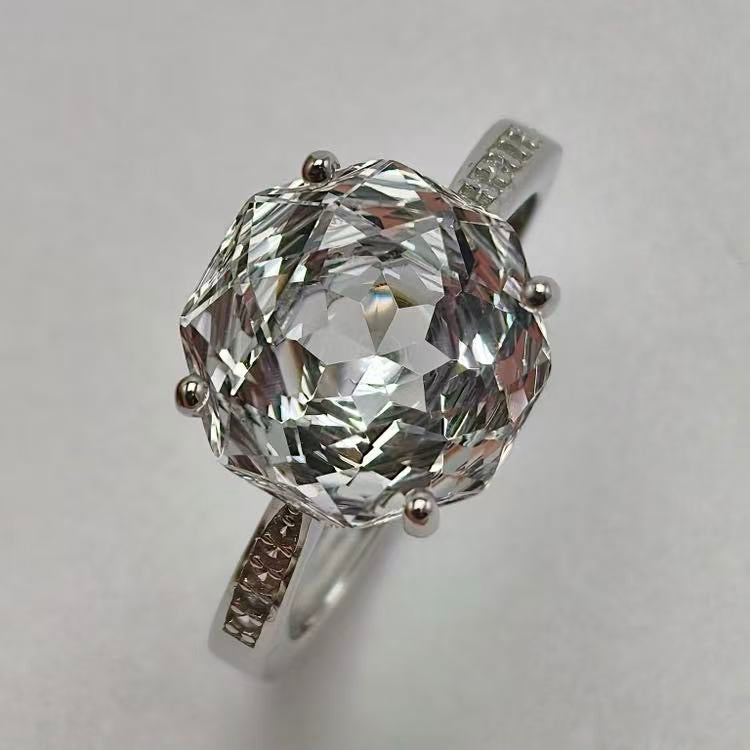 Rose Cut Crystal Ring | Silver Plated Statement Ring
